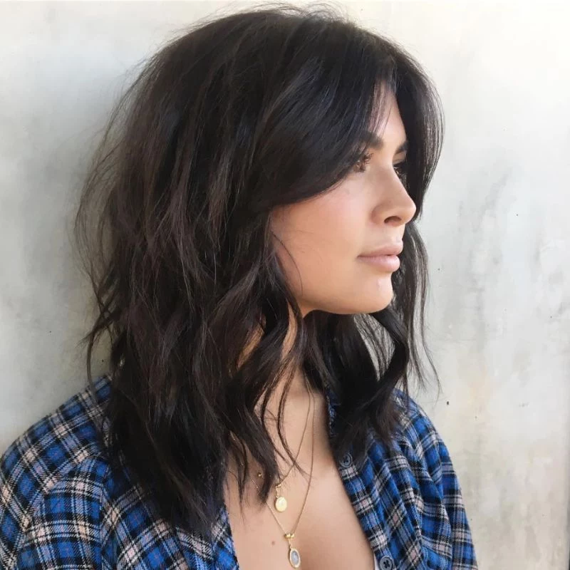 brunette short hair how to style curtain bangs