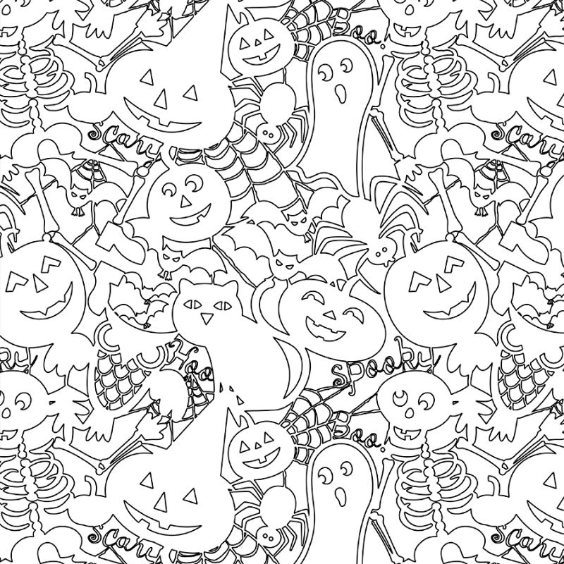 cats ghosts pumpkins printable halloween coloring pages skeletons