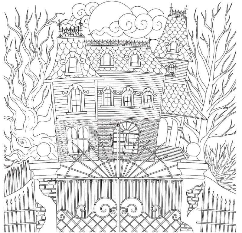 free halloween coloring pages spooky house