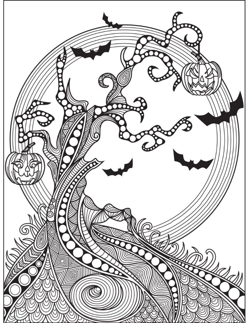 free halloween printables for adults spooky tree