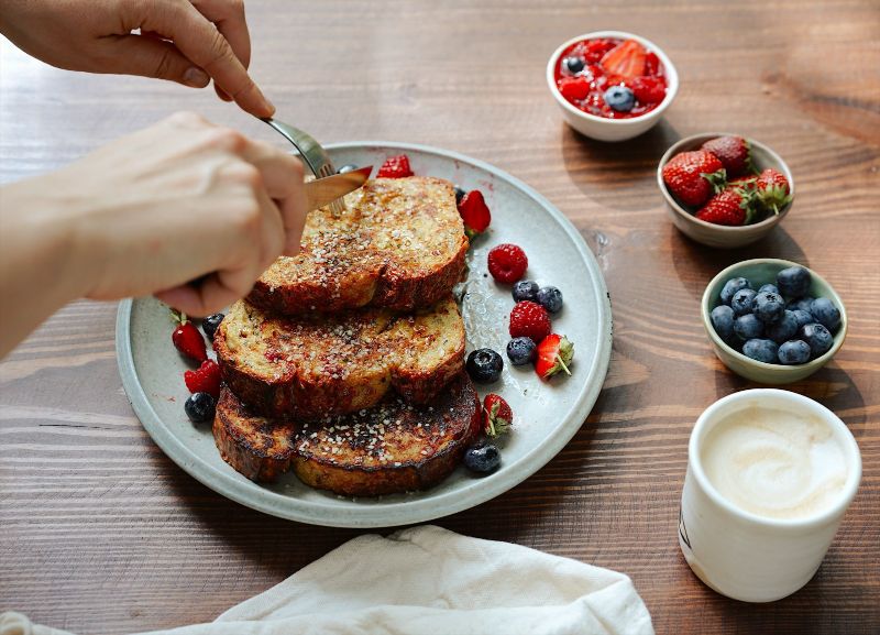 french toast diy oat milk with berries