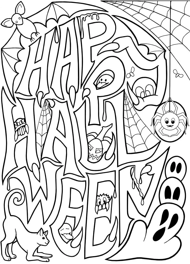 halloween coloring pages ghosts spiders pumpkins