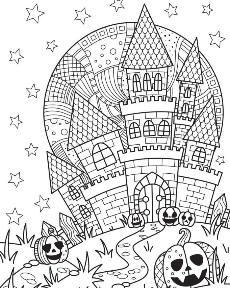 haunted house halloween coloring sheets for adults