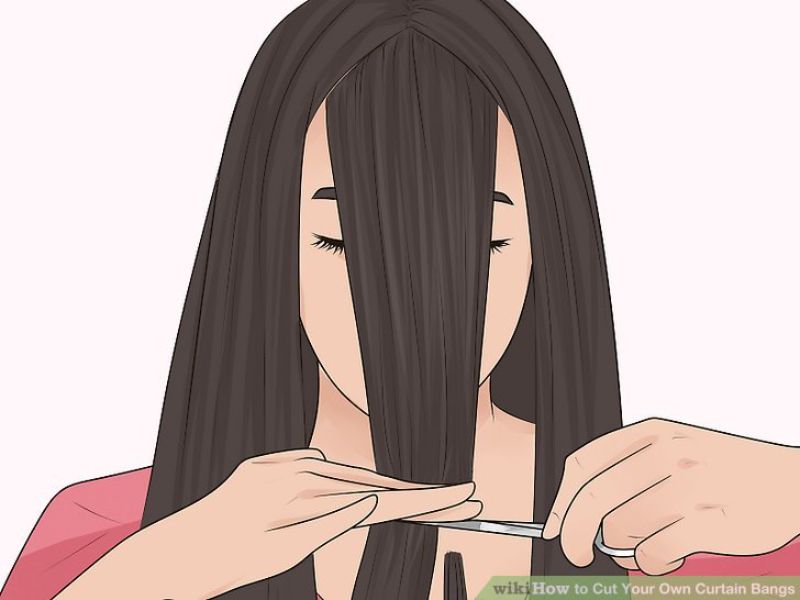 how to cut your own hair long curtain bangs