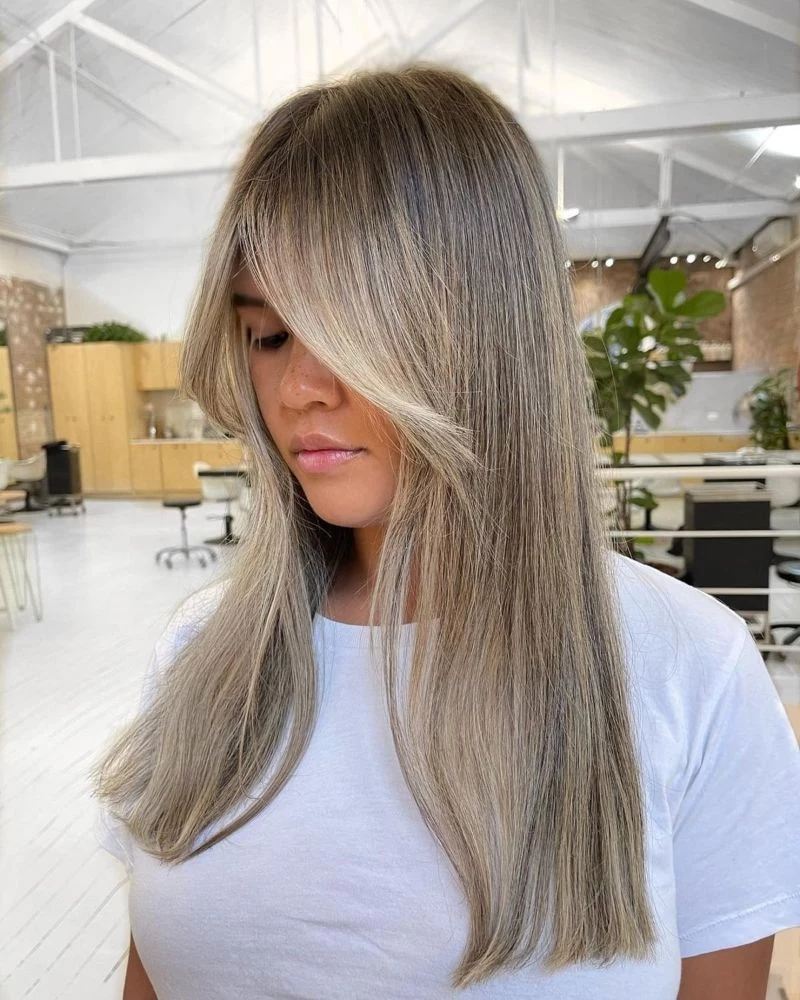 how to style curtain bangs long blonde hair