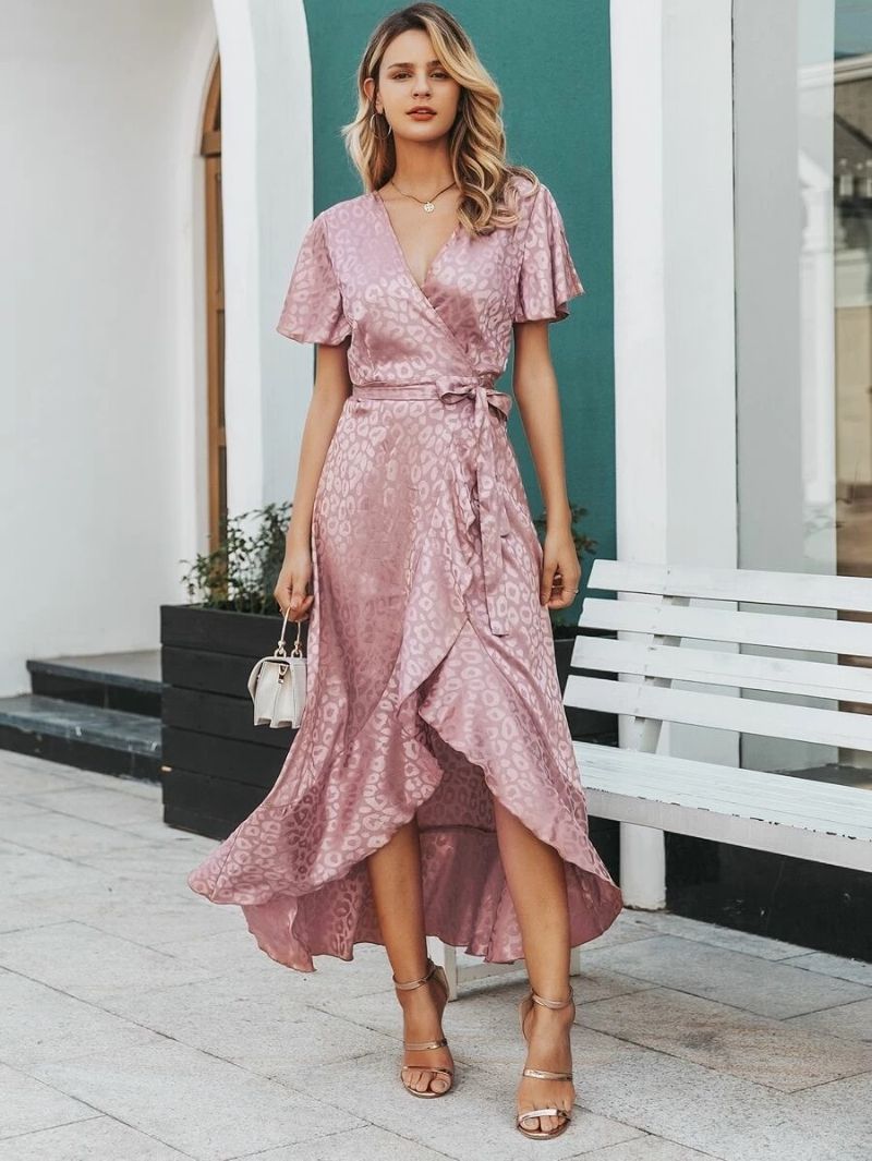 hug me formal wedding guest dresses pink satin dress