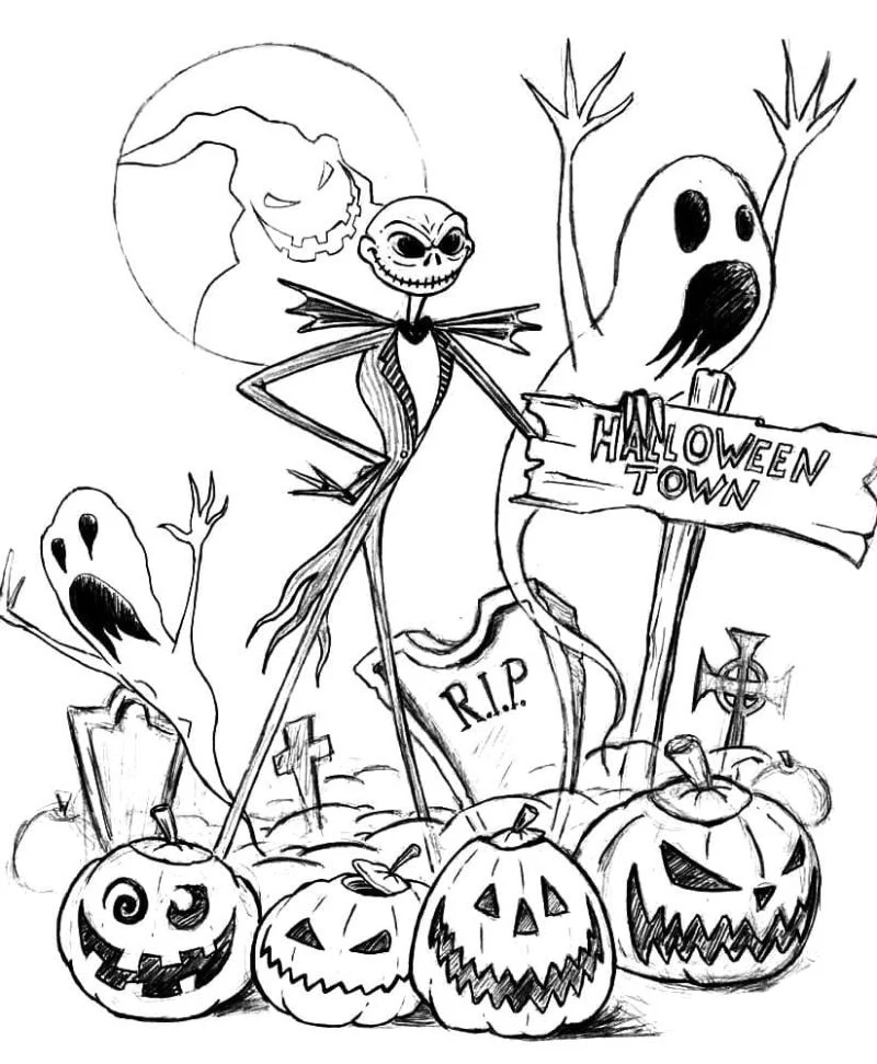 jack skellington free halloween coloring pages nightmare before christmas