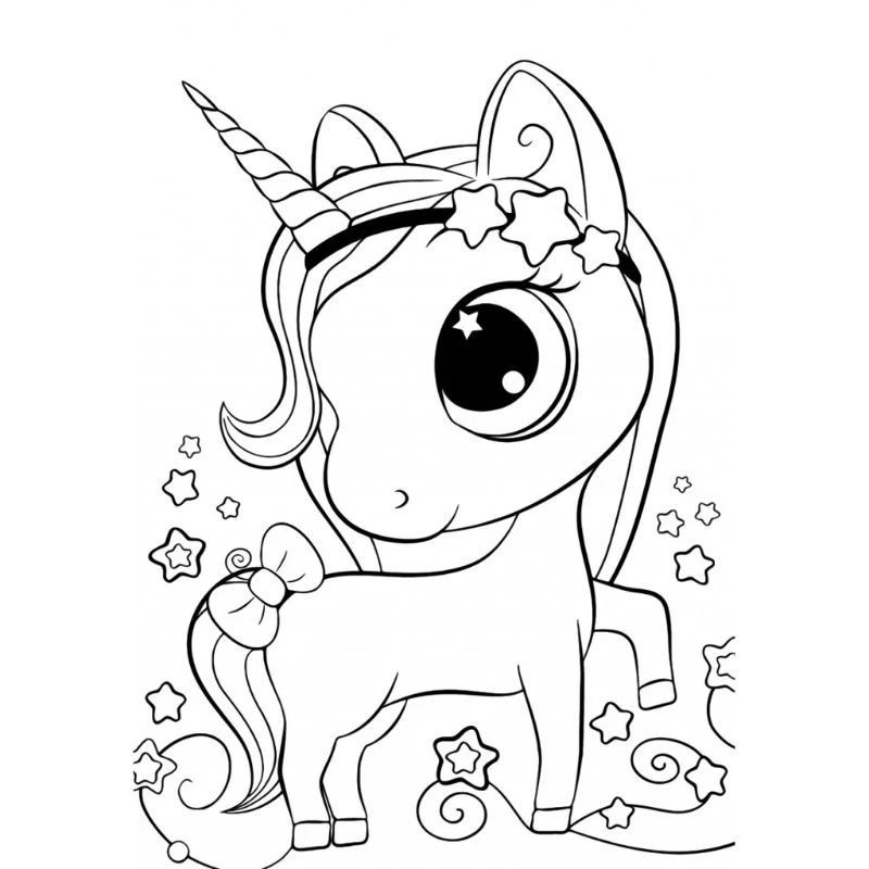 kawaii unicorn coloring pages black and white