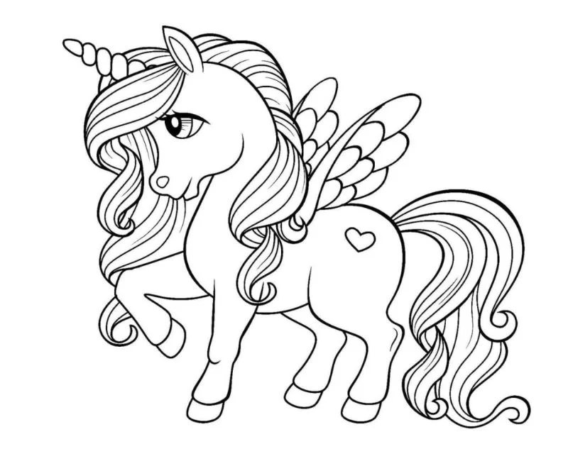 kawaii unicorn rainbow coloring pages drawing