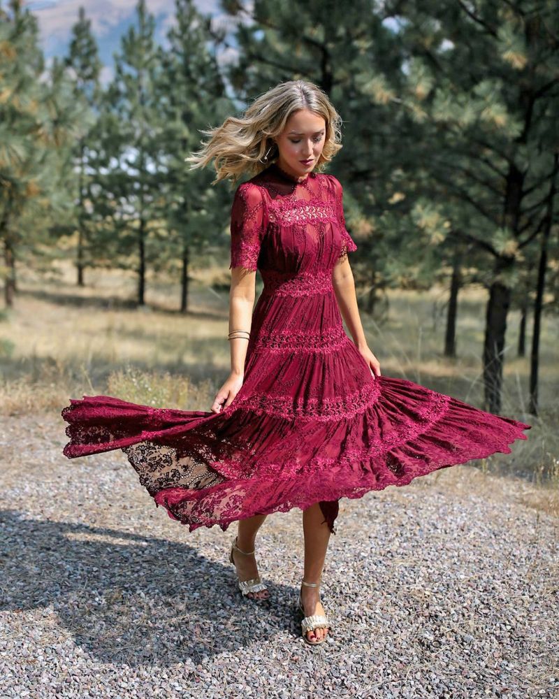 long burgundy dress cocktail dresses for weddings lacy