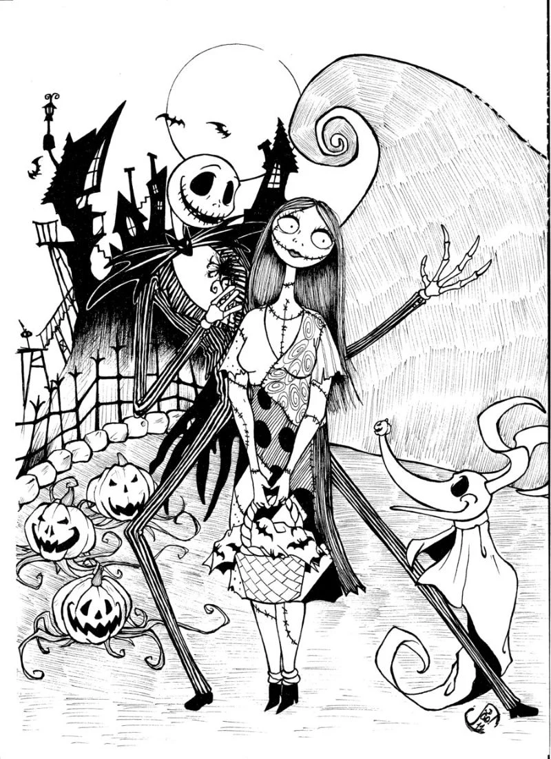 nightmare before christmas halloween coloring pages