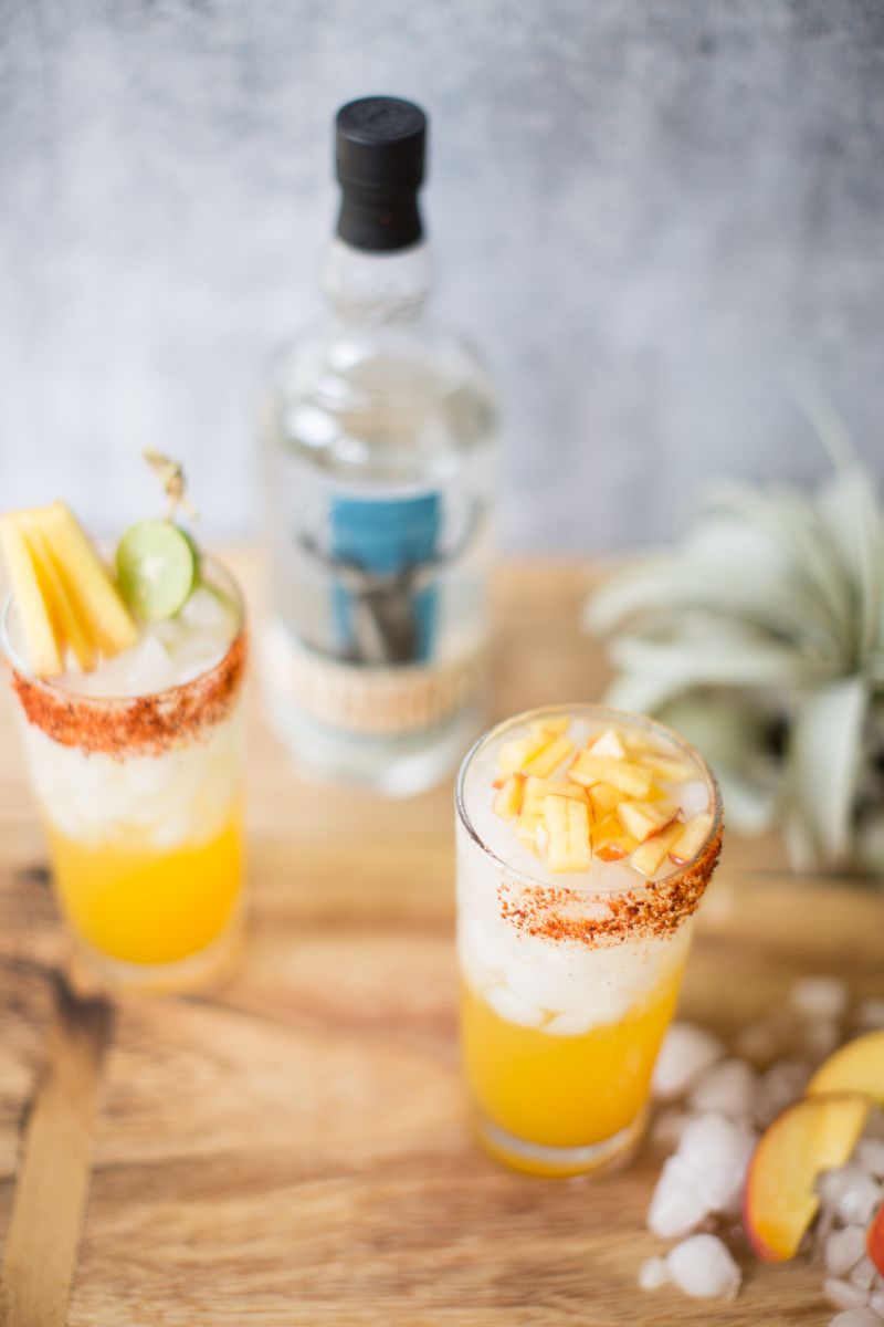 peach paloma tequila mixed drinks with peach pulp