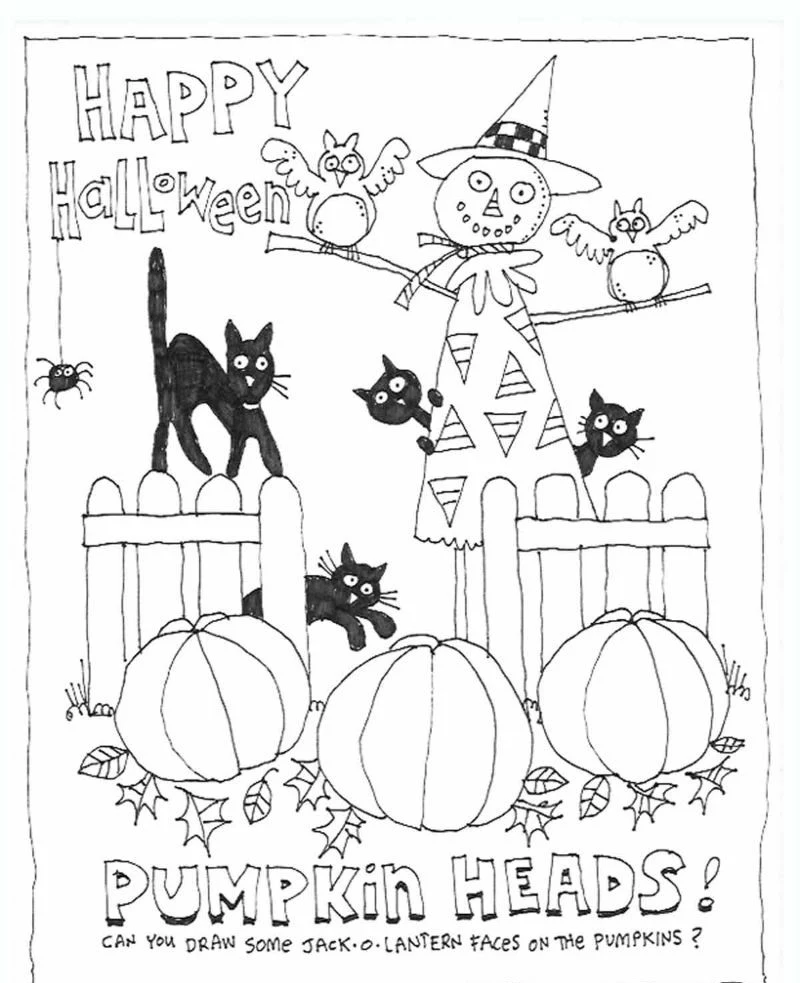 pumpkin patch halloween coloring pages scarecrow