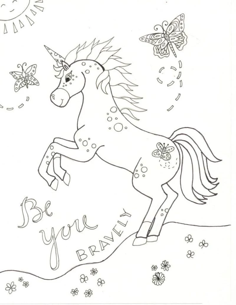standing unicorn cute unicorn coloring pages