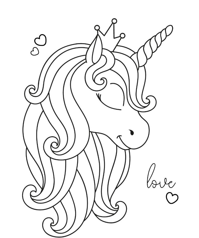 unicorn rainbow coloring pages with large mane