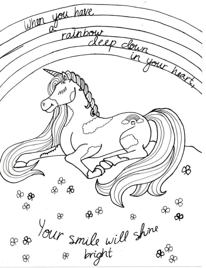 unicorn with large mane cute unicorn coloring pages
