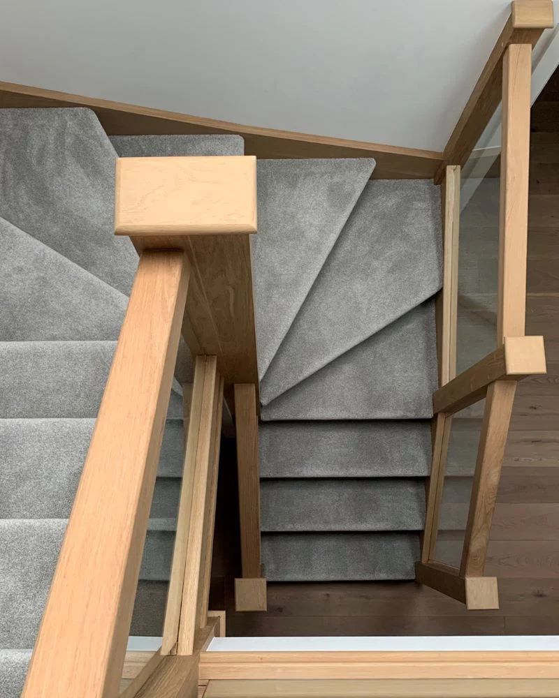 winder staircase types of stairs gray carpet