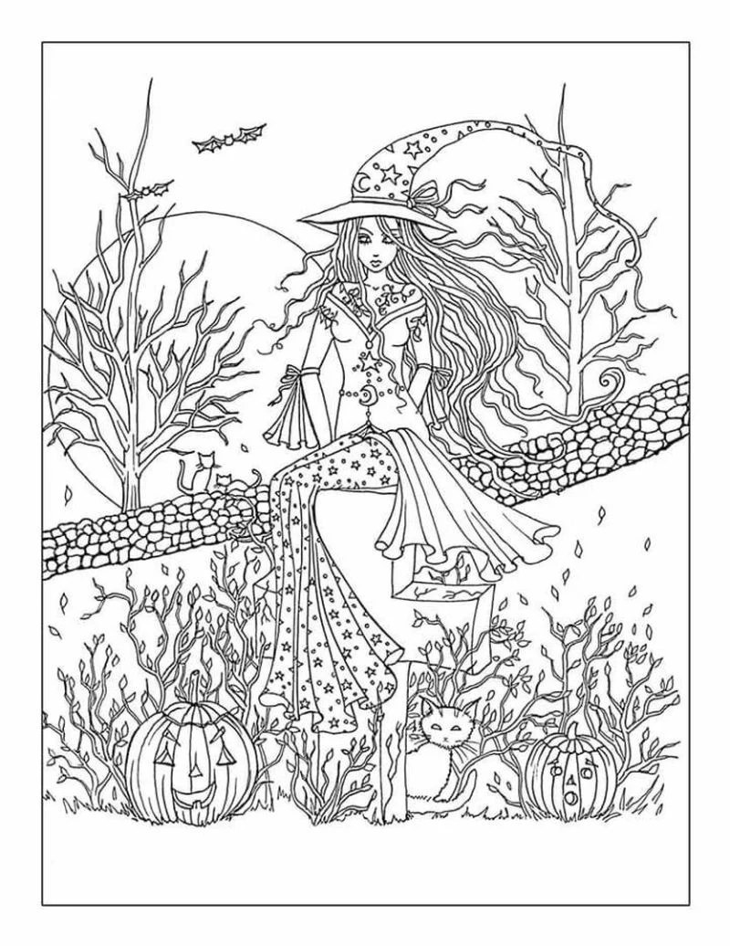 witch free halloween coloring pages pumpkin patch