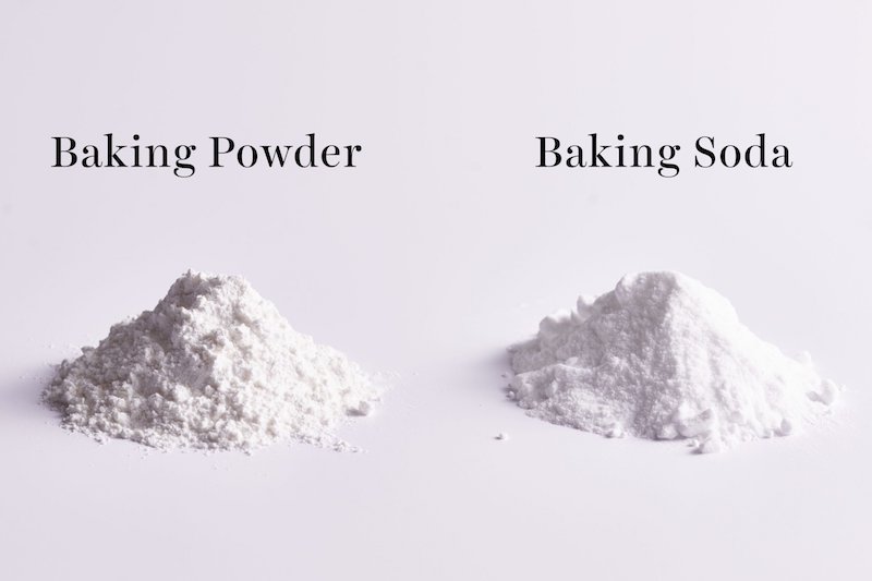 2.baking powder vs baking soda next to each other comparison