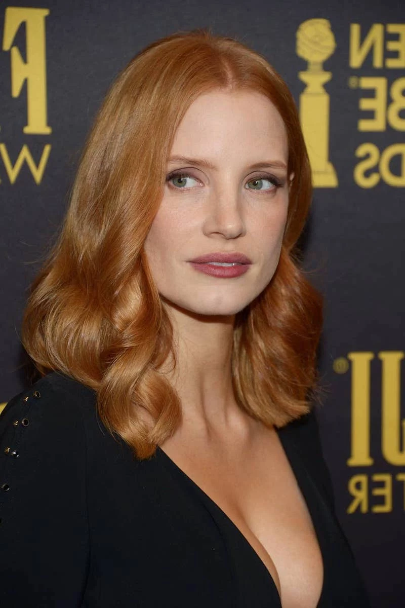 jessica chastain one lenght hair bob hairstyle for fine hair type