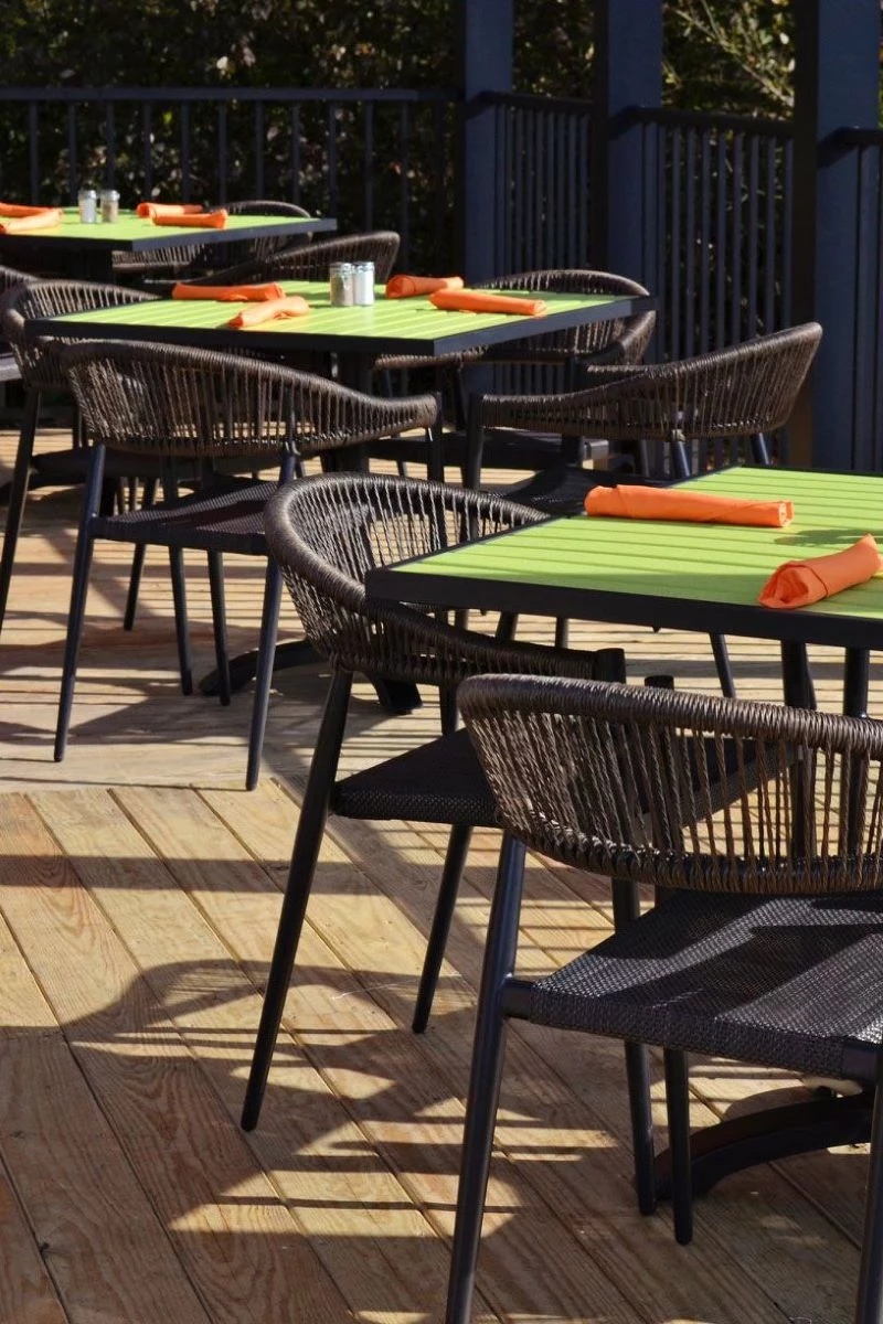 black wicker chairs restaurant furniture outdoors