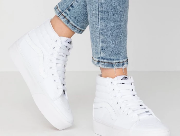 brand new white vans high tops shoes