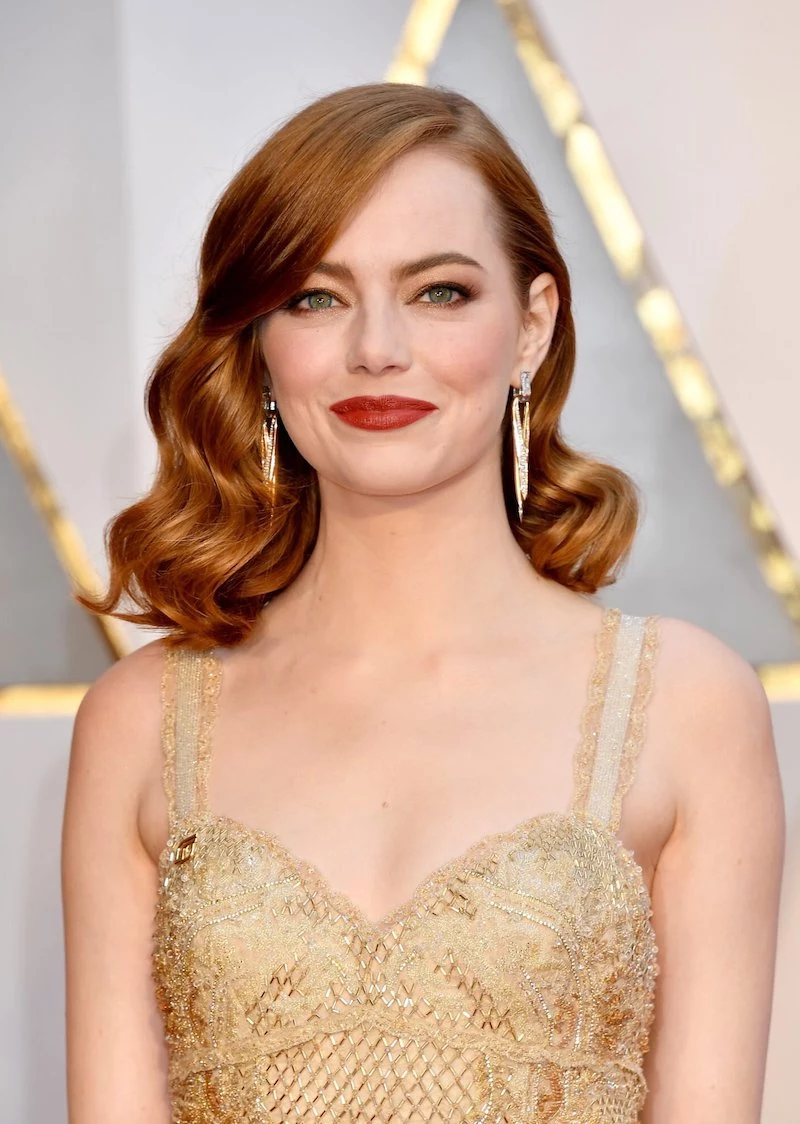 celebrities with round faces emma stone rocking long bob hairstyle