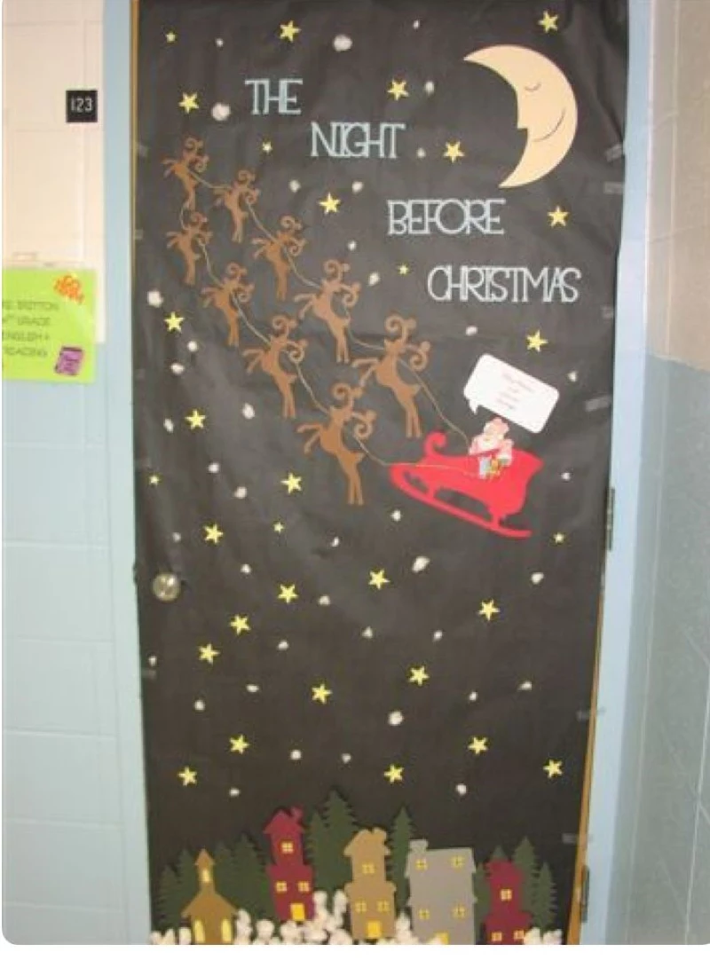 christmas classroom door decorations santas sleigh