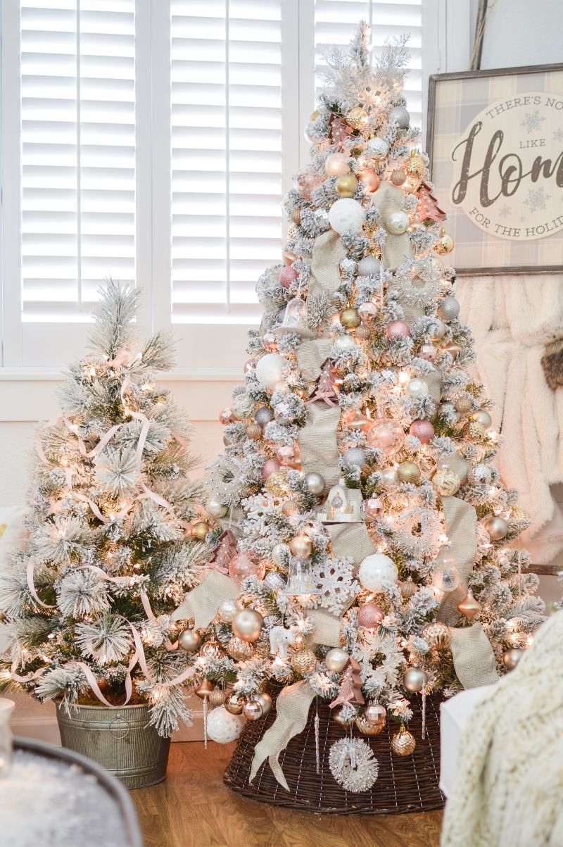 Flocked Christmas tree decorating ideas for the 2021 festive season