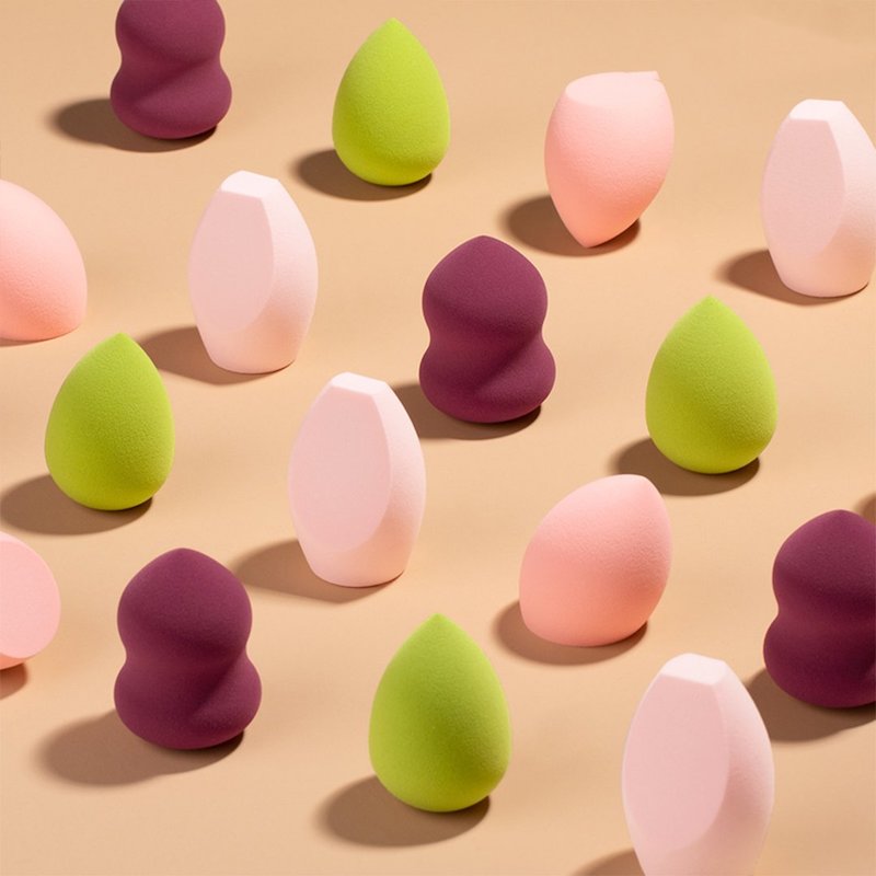 colorful beauty sponges in different shapes