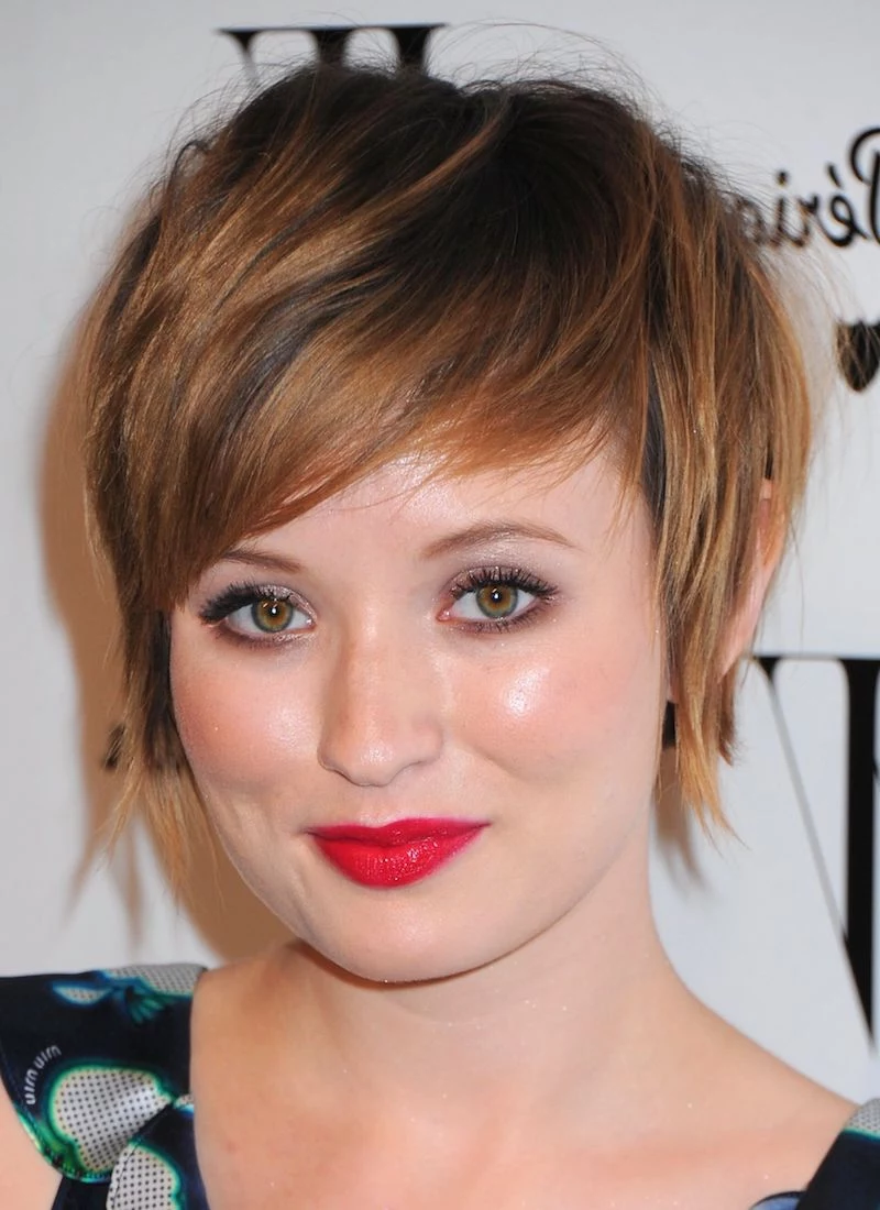 cool and bold round face pixie cut for plus size women