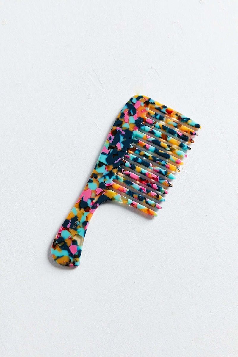 cool wide hair comb with unique colorful pattern