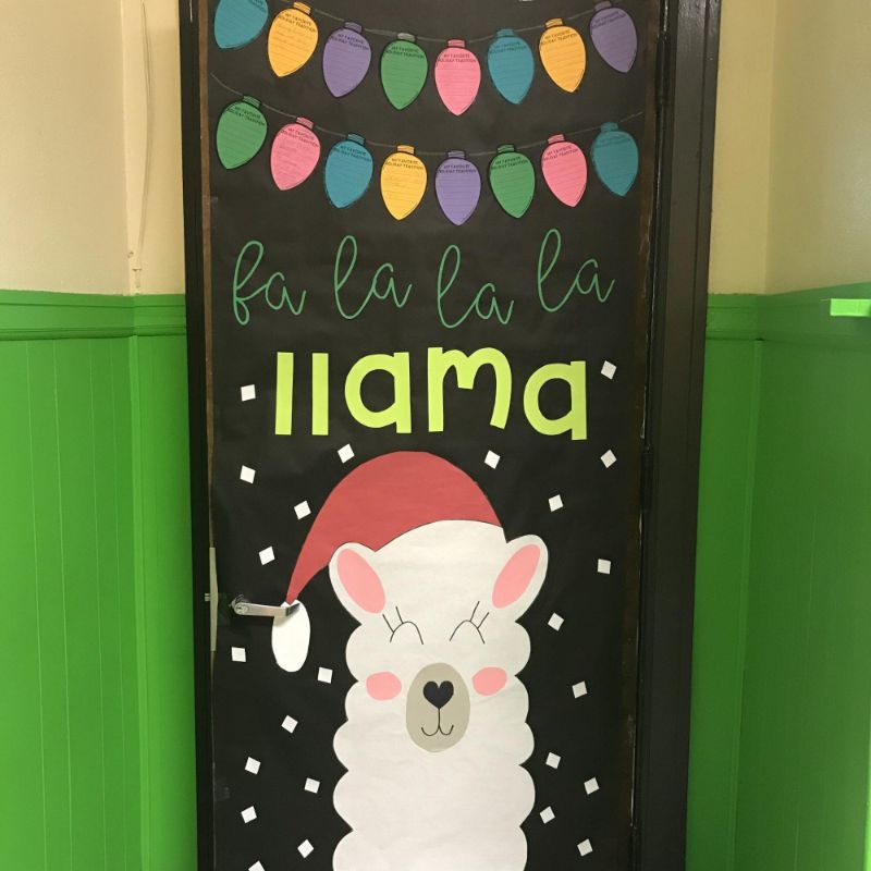cute llama christmas door decorations