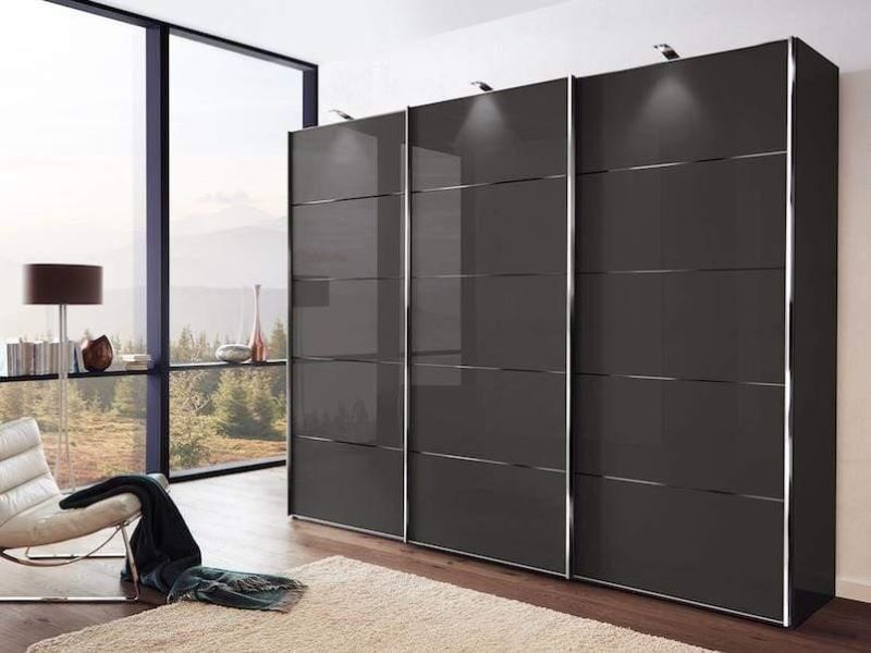 dark gray sliding vs folding wardrobe