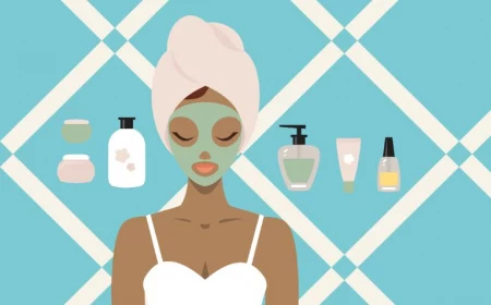 drawing of woman skin care regimen face mask