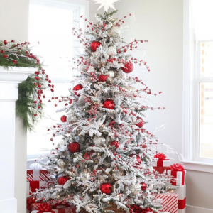 Flocked Christmas tree decorating ideas for the 2021 festive season