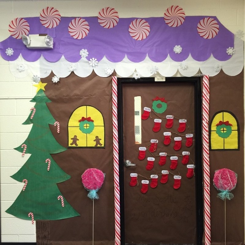 gingerbread house christmas classroom door decorations