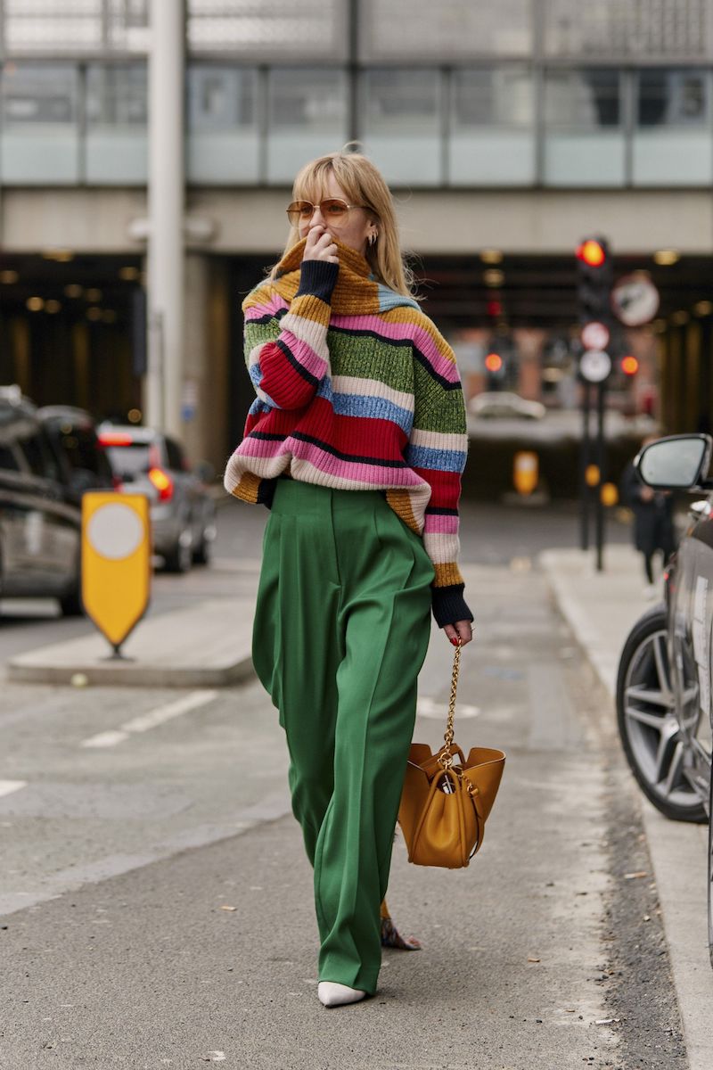 girl wearing colorful and modern outfit for 60 degree weather