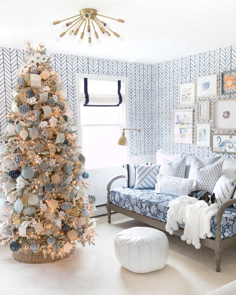 gold silver flocked christmas tree decorating ideas