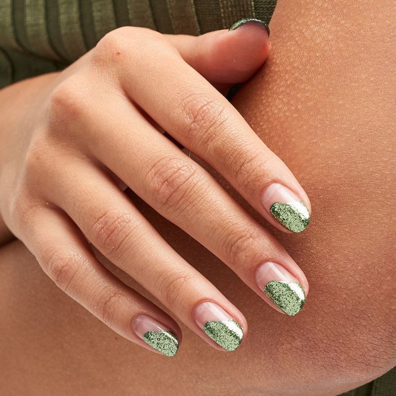 green glitter nail designs 2021 negative space