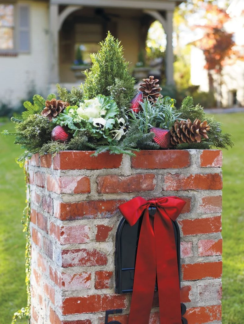 how to decorate mailbox for christmas with greenery