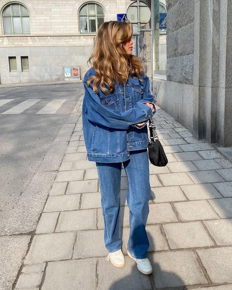 how to wear dark double denim and be modern