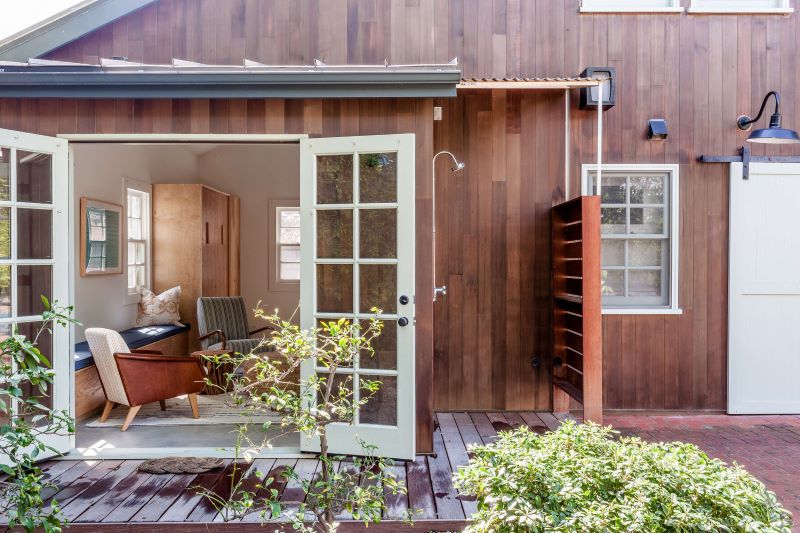 living room garage conversions white glass doors