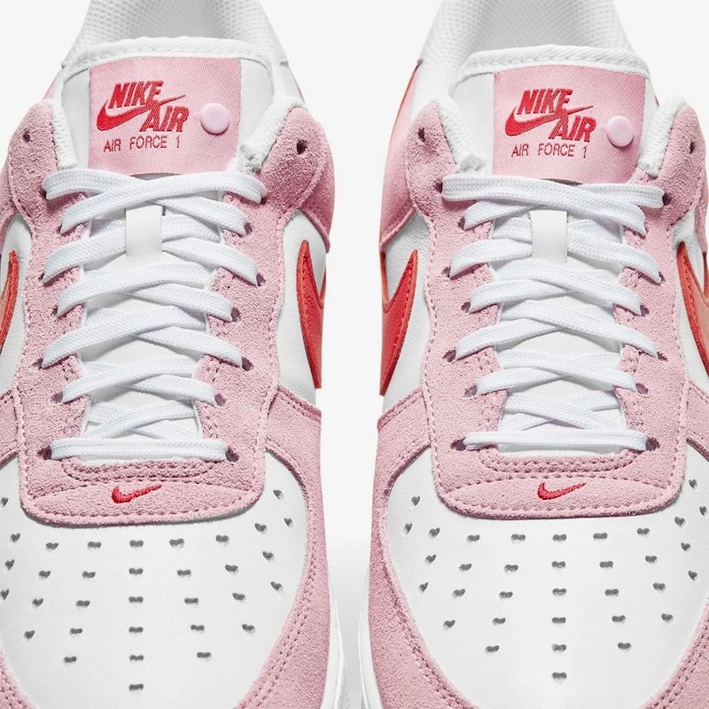 new model nike suede sneakers in white baby pink and red