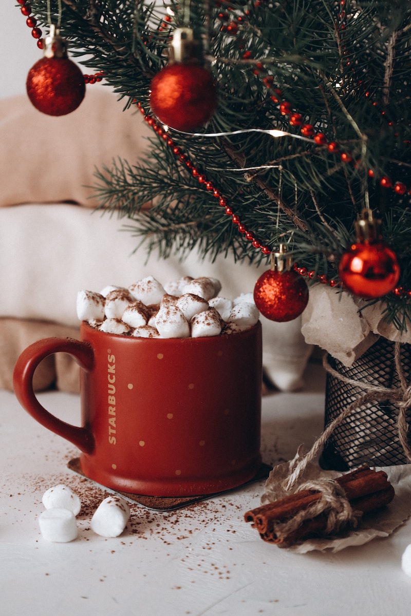 The perfect winter morning with a warm cup of hot chocolate and fluffy marshmallows