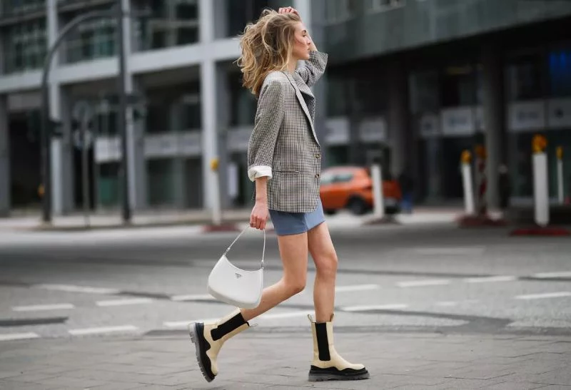 platform boots women short skirt blonde woman