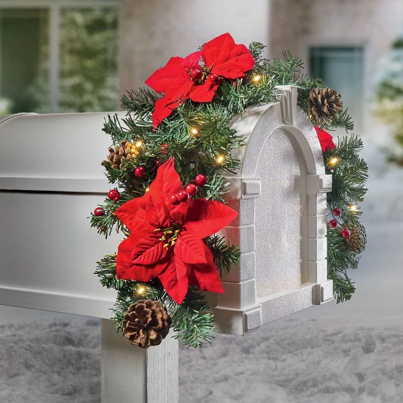 red flowers how to decorate mailbox for christmas lights