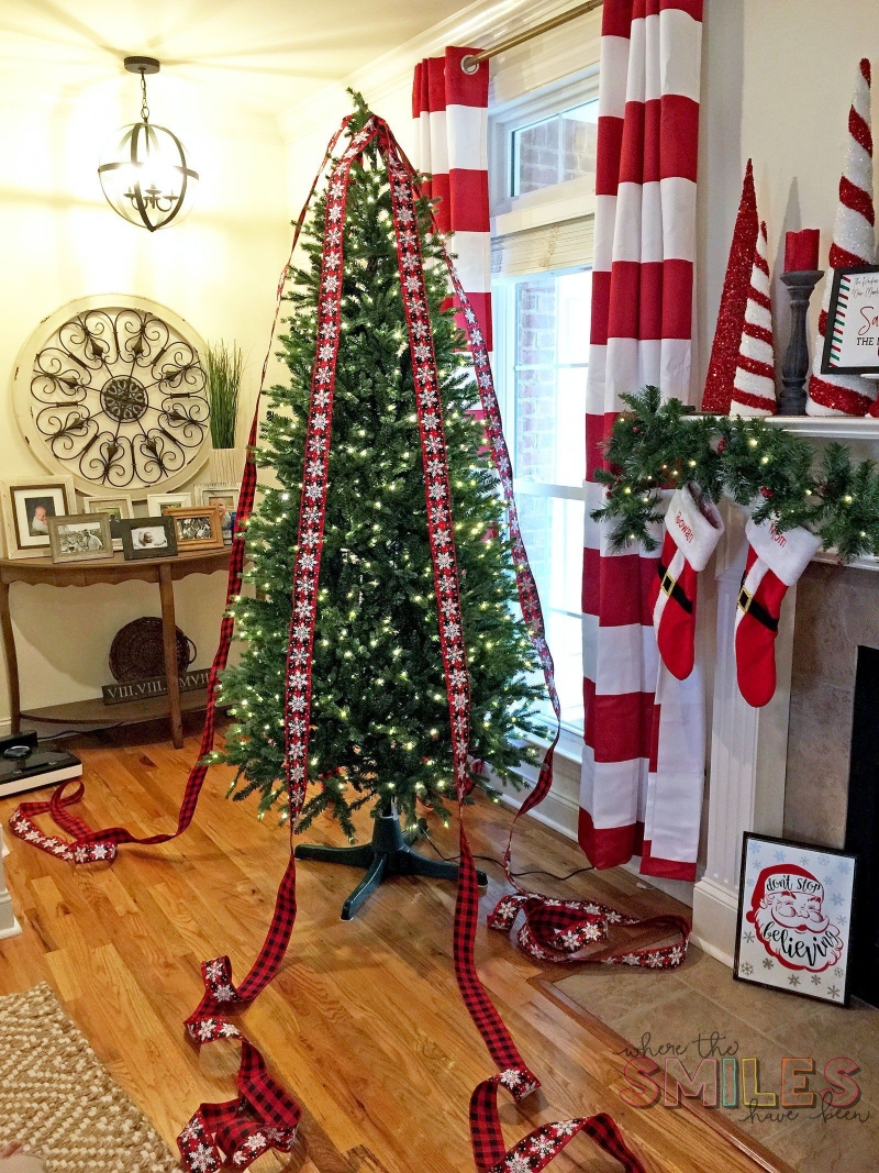 red separate ribbons how to decorate a christmas tree with ribbon