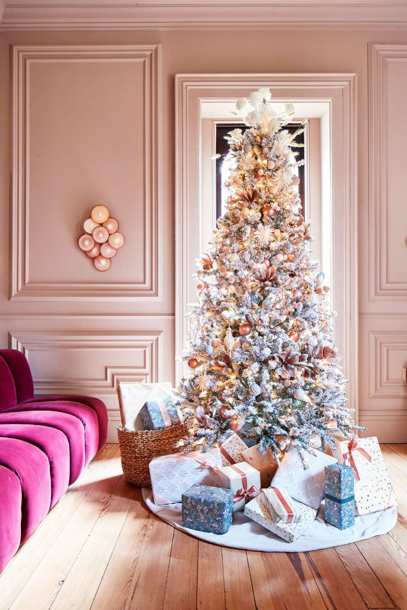 rose gold frosted christmas tree small