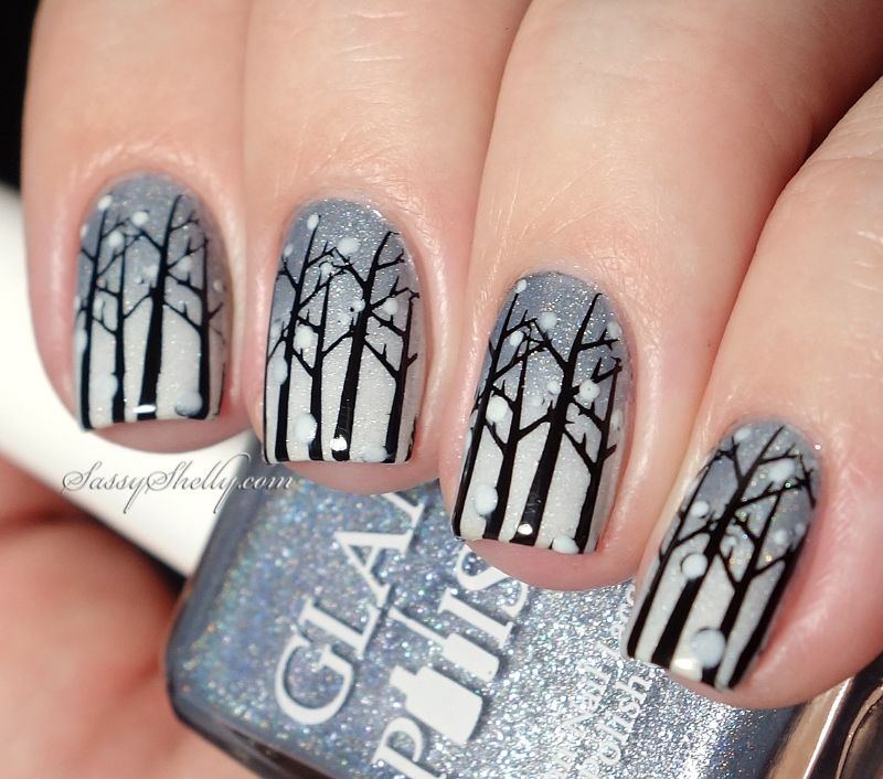 snow trees decorations nail color ideas
